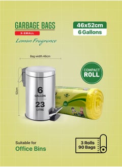 Tru Lemon Scented Garbage Bags Compact Roll 46x52cm 6 Gallon ( 30pc x 3 Rolls ) 90 bags  - Image 5