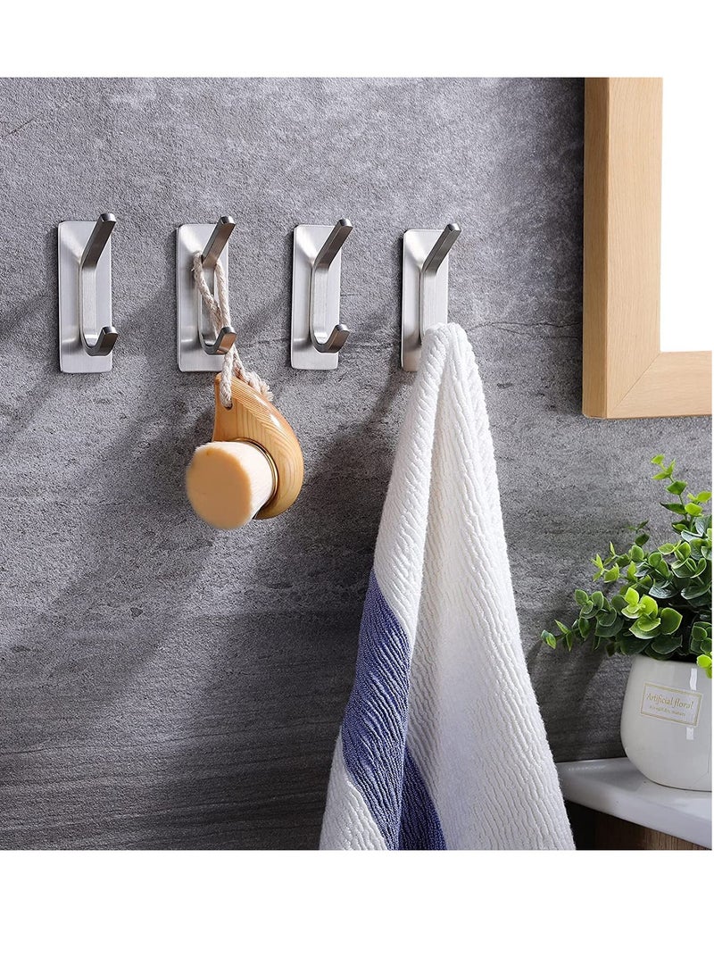 SYOSI 4 Pack Self Adhesive Hooks Brushed Stainless Steel Adhesive Door Hooks Heavy Duty Wall Hooks for Hanging Towels Robes Coats Keys Calendars Bathroom Home Kitchen - Image 4