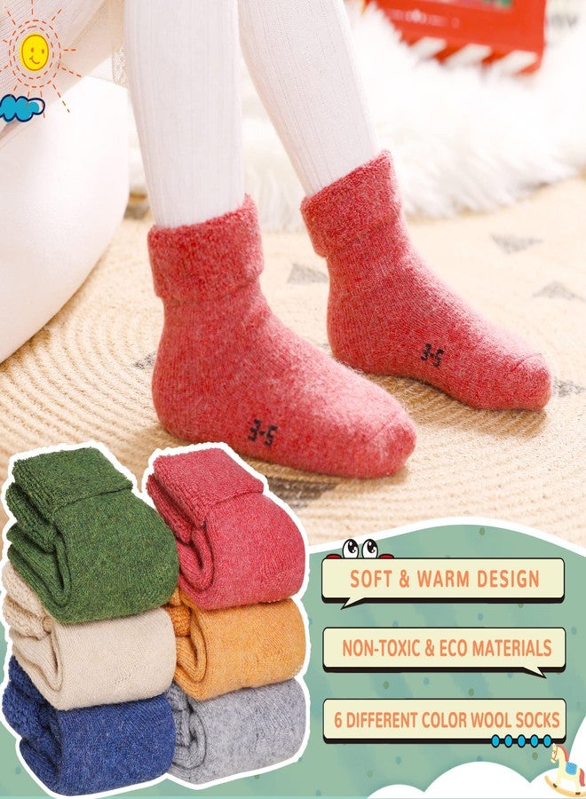 Eocom 6 Pairs Baby Boys Girls Wool Socks Infant Toddlers Kids Unisex Winter Thick Soft Warm Thermal Crew Socks (Solid Color B, 0-1 Years) - Image 2