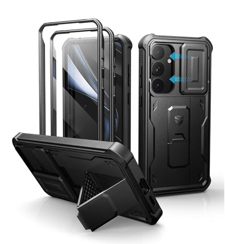 Dexnor for Samsung Galaxy S25 Plus Case with Builtin Slide Camera Cover Screen Protector KickstandHeavyDuty Shockproof Rugged Case FullBody Bumper Cover for Galaxy S25 Plus2025Black - Image 1