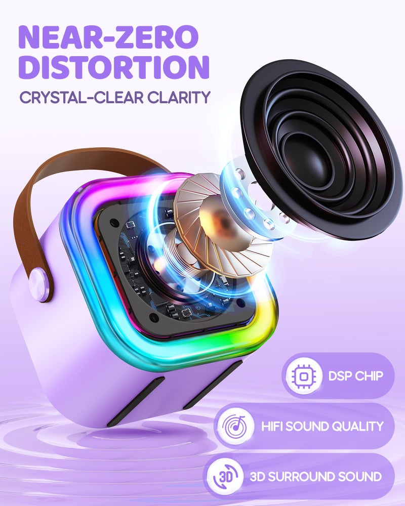 Iroo Mini Karaoke Machine For Kids  2025 Top Toys Birthday Gifts Ideas For Girls Ages 4  5  6  7  8  9  10  12+ Years Old  Portable Mp3 Player With 4 Wireless Mics For Party - Image 4