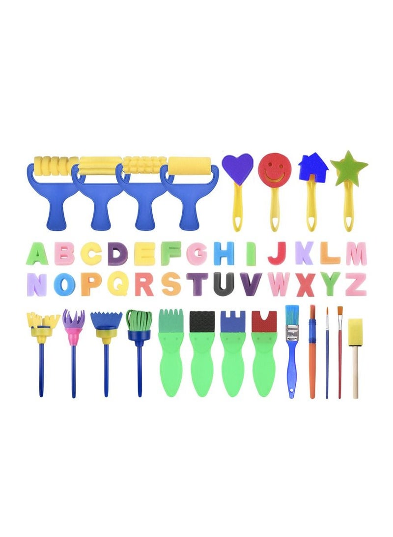 SYOSI Paint Sponges for Kids, 47 Pcs Kids Art Tool Kits, Children Early DIY Learning Paint Sets For Kids Arts for Toddlers Kids Early Learning Toys Foam Roller Sponge Arts Crafts Gift - Image 2
