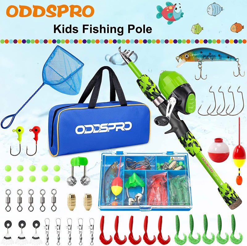 ODDSPRO Kids Fishing Pole - Kids Fishing Starter Kit - with Tackle Box, Reel, Practice Plug, Beginner's Guide and Travel Bag for Boys, Girls - Image 2