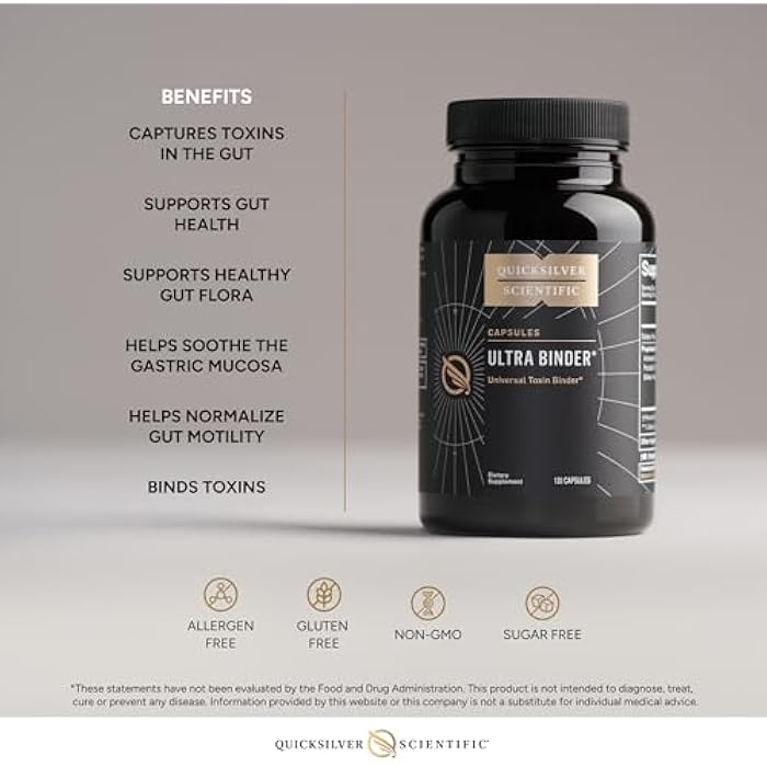 Quicksilver Scientific Ultra Binder - Multi Toxin Binder with Bentonite Clay Powder, Zeolite Detox & Charcoal - Supplement for Gut Support & The Body's Toxin Removal Process (120 Capsules) - Image 4