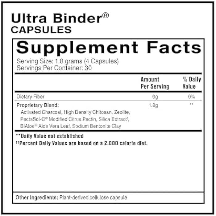 Quicksilver Scientific Ultra Binder - Multi Toxin Binder with Bentonite Clay Powder, Zeolite Detox & Charcoal - Supplement for Gut Support & The Body's Toxin Removal Process (120 Capsules) - Image 2