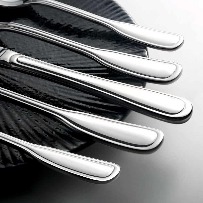 Nice Kitchen Silverware Set for 8, Heavy Duty Stainless Steel Cutlery Set with Wide Handles, Mirror Polished Utensils Spoons and Forks Set for Kitchenï¼ŒDishwasher Safe (Silver, 40 Pieces for 8) - Image 2