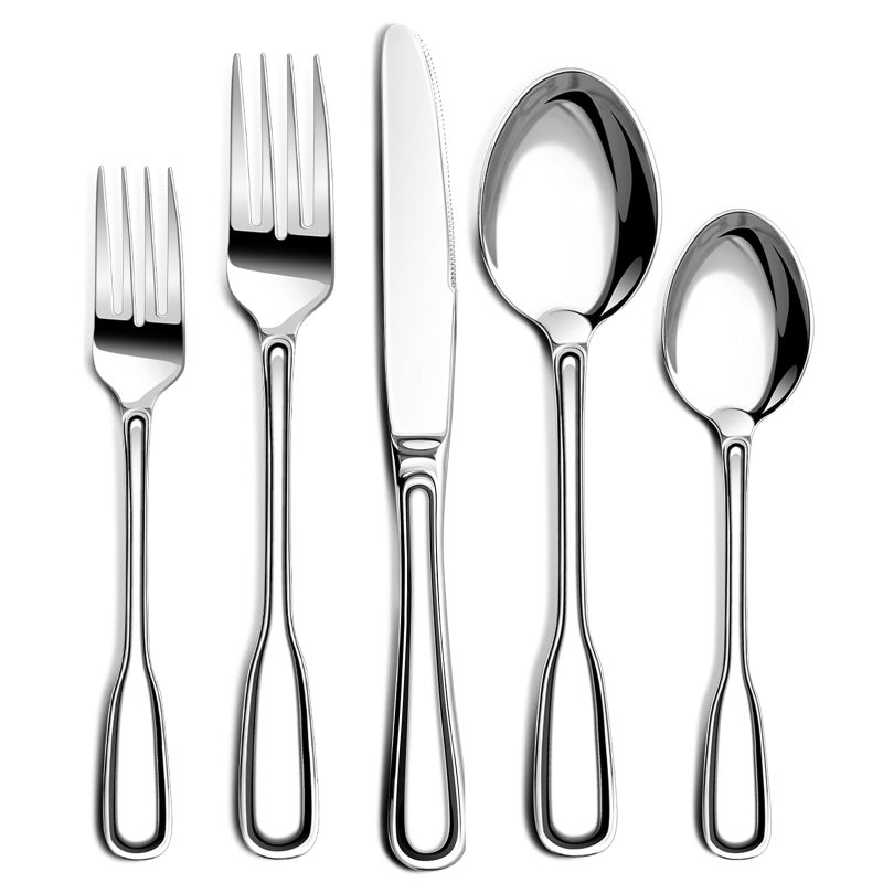 Nice Kitchen Silverware Set for 8, Heavy Duty Stainless Steel Cutlery Set with Wide Handles, Mirror Polished Utensils Spoons and Forks Set for Kitchenï¼ŒDishwasher Safe (Silver, 40 Pieces for 8) - Image 1