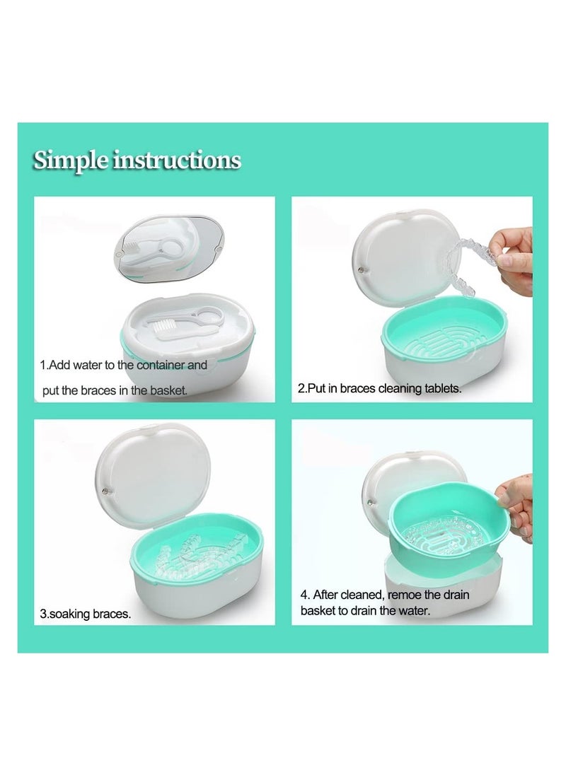 SYOSI Dentures Cup Case SYOSI Denture Cups for Soaking Dentures for Cleaning Household Office Travel Denture Cup Denture Bath Box Double Layer Dry and Wet Separation Portable False Teeth Container  - Image 4