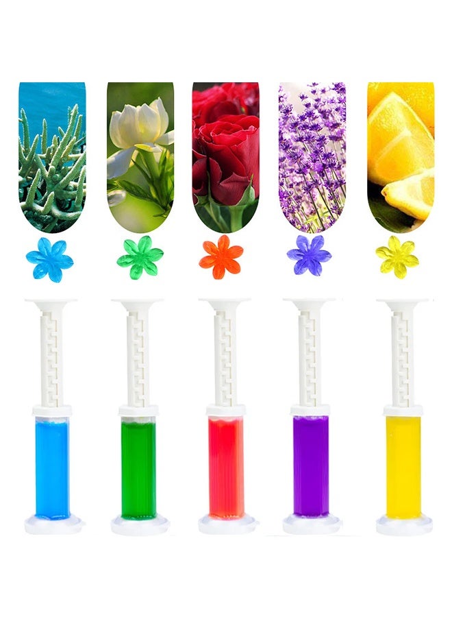 هلام مرحاض على شكل طابع، مجموعة معطر للمرحاض بخمسة روائح، يزيل الترسبات والبقع، منظف مزيل للروائح، مناسب لتنظيف المراحيض والحمامات المنزلية - Image 4