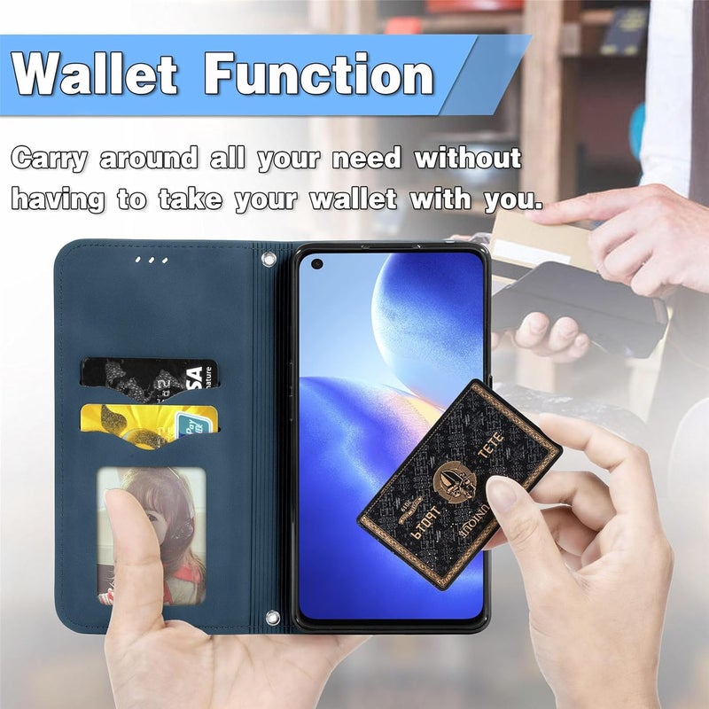Cracedily Case for Oppo Find X3 Lite Case, Premium Leather Flip Wallet Case with Card Slots and Horizontal Stand Function Magnet Coque Cover Protective Case for Oppo Find X3 Lite 5G, Teal - Image 4