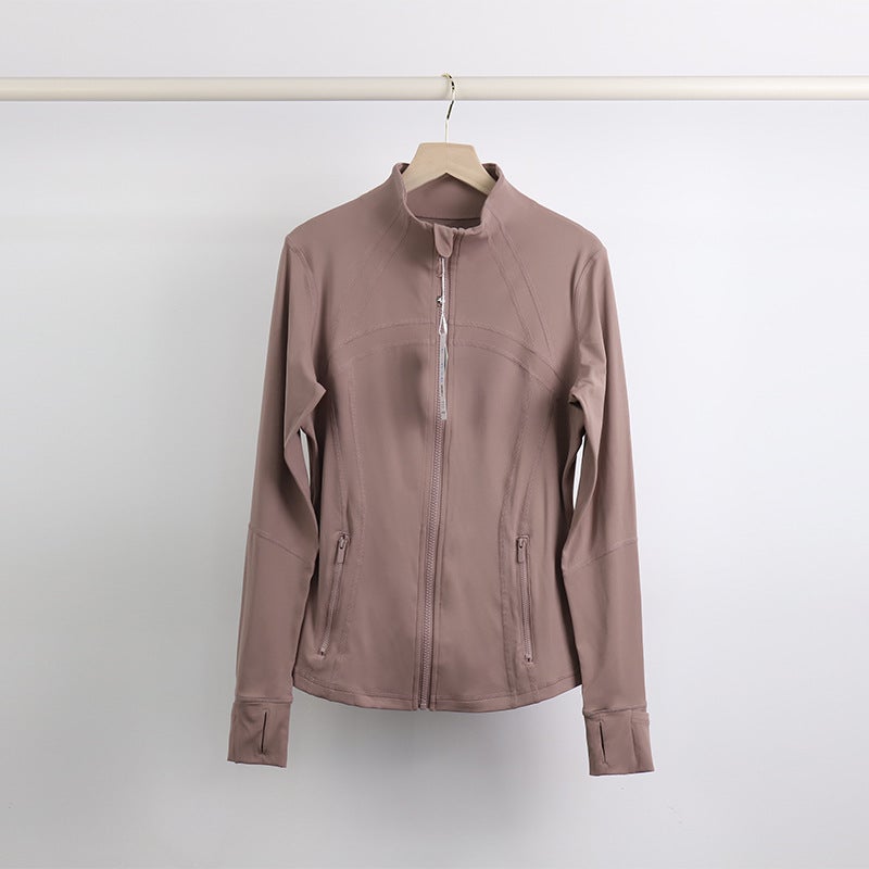 Generic [strict selection] summer yoga clothing coat womens autumn and winter wear sports fitness zipper slim yoga clothing long sleeve autumn Wt-046h twilight rose 