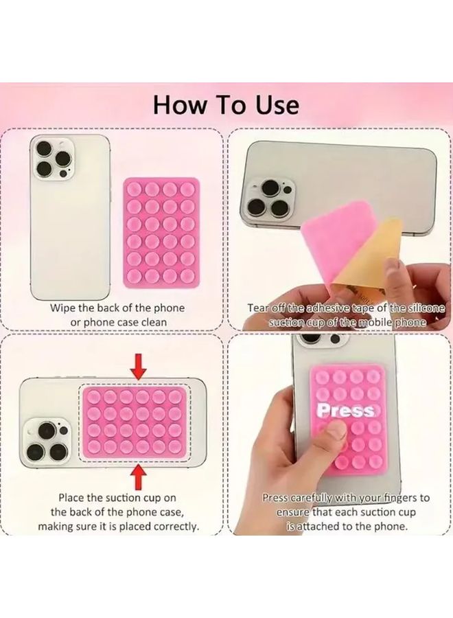 3pcs Black White Light Pink Silicone Suction Cup Phone Holder Set - Image 5