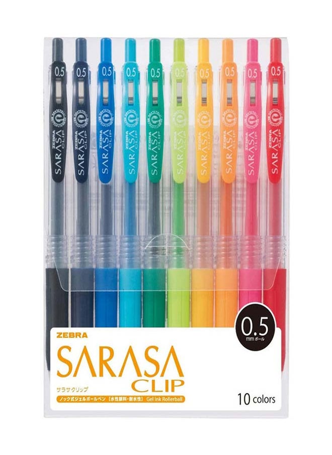ZEBRA CLIP PEN SET 10 COLORS - 0.5mm 