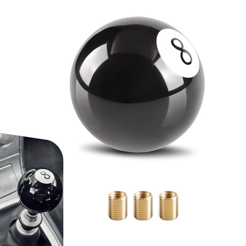 CyperFair Car Gear Stick Handle 216 Billiard Ball 8Shaped Manual Shift Knob with M8M10M12 Adapters Personalized Auto Modification Accessory Fits Most Manual Transmission Cars Black - Image 3