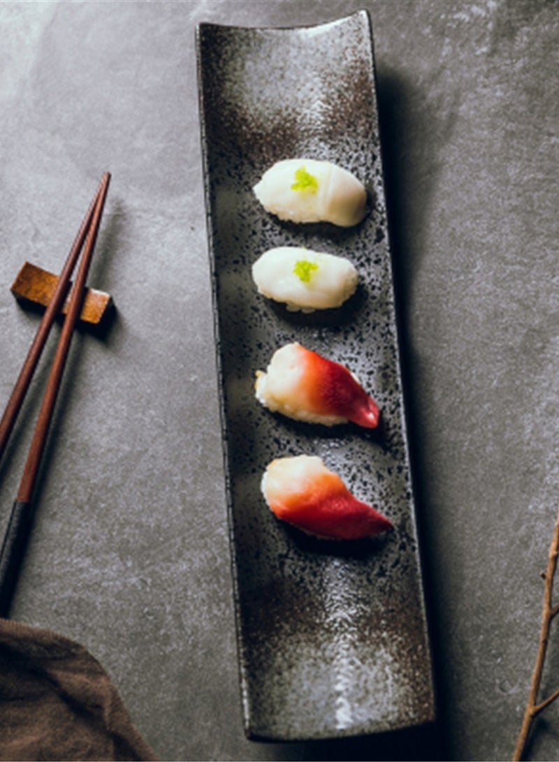 Wmlhome Creative sushi restaurant restaurant hotel long-column long square ceramic 14in/34.5cm plate large plate dessert snack retro tableware - Image 1