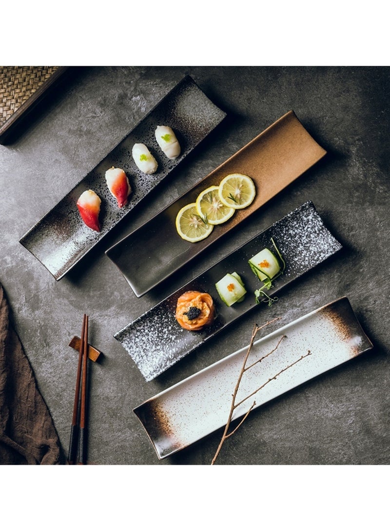 Wmlhome Creative sushi restaurant restaurant hotel long-column long square ceramic 14in/34.5cm plate large plate dessert snack retro tableware - Image 5