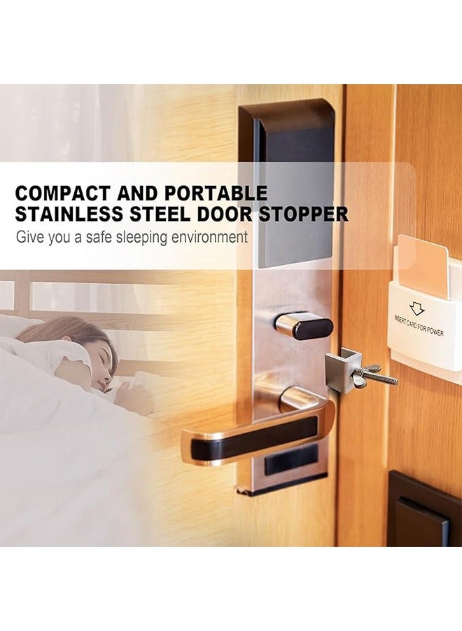 Top Door Device Portable Door Lock Heavy Duty Metal Door Locker for Extra Home Security Adjustable Travel Door Security Devices for Hotel Apartment College Dorm Safety & Privacy Protection Silver - Image 5