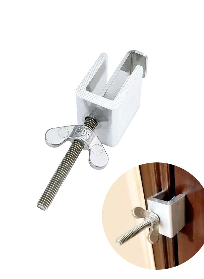 Top Door Device Portable Door Lock Heavy Duty Metal Door Locker for Extra Home Security Adjustable Travel Door Security Devices for Hotel Apartment College Dorm Safety & Privacy Protection Silver - Image 1