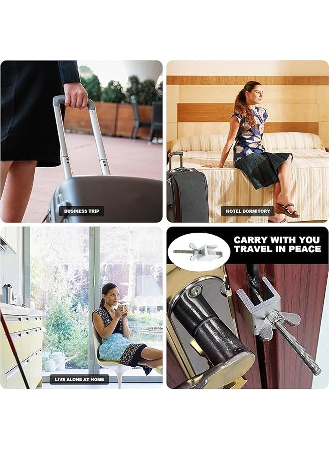 Top Door Device Portable Door Lock Heavy Duty Metal Door Locker for Extra Home Security Adjustable Travel Door Security Devices for Hotel Apartment College Dorm Safety & Privacy Protection Silver - Image 4