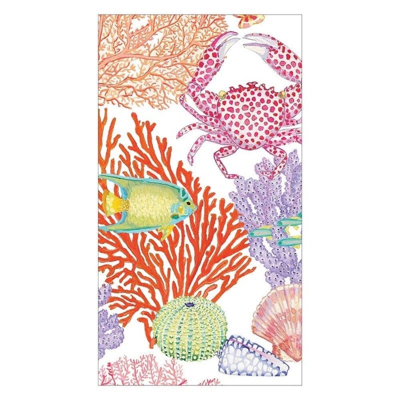 Caspari Under the Sea Disposable Paper Bathroom Guest Towel Napkins 15 Per Package