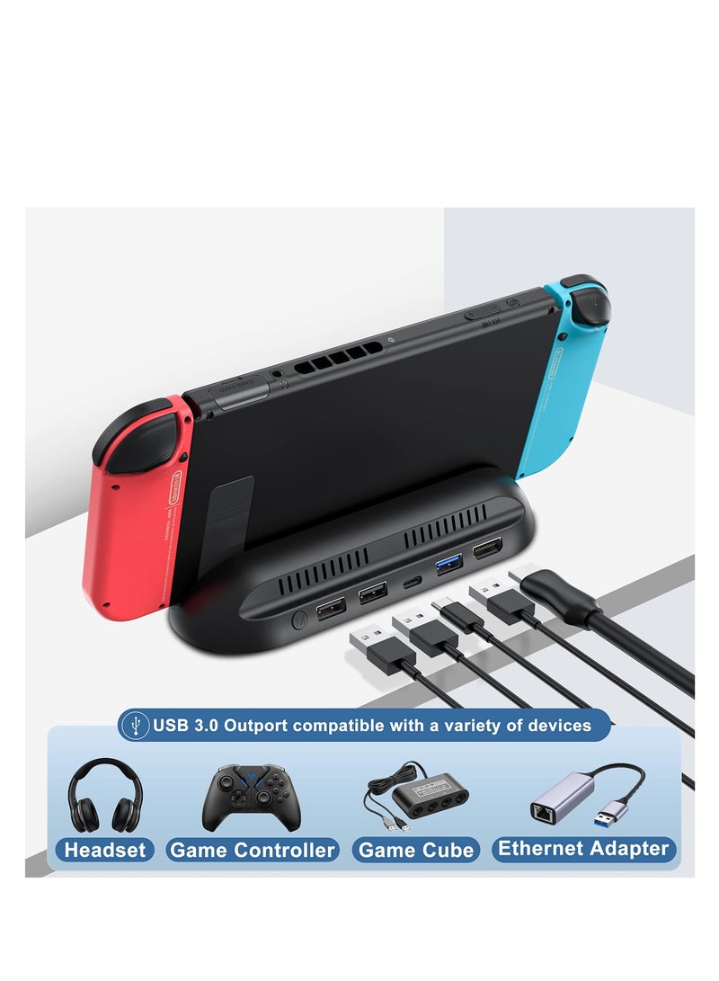كابتن تيك TV Dock Station, for Nintendo Switch/Switch OLED, Portable 4K HDMI TV Switch Dock Adapter, with HDMI USB 3.0 Port and USB C Charging, Travel Docking Station for Nintendo Switch - Image 2