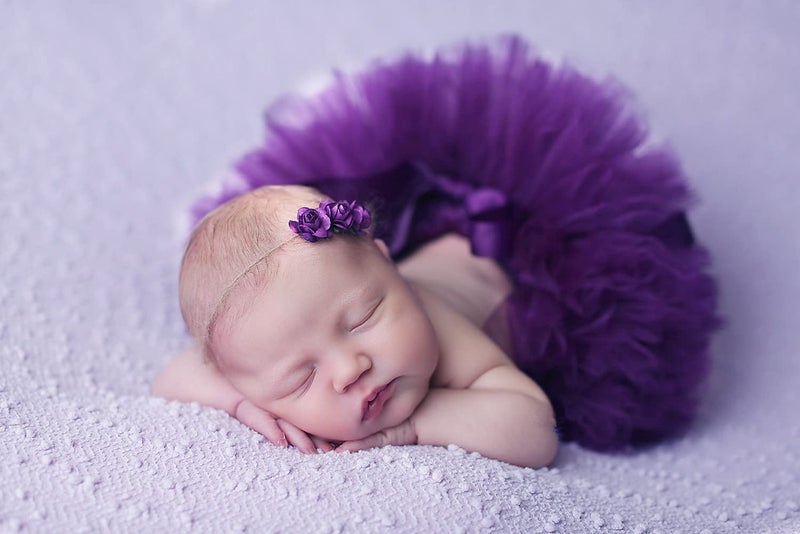 Vemonllas Fashion Unisex Newborn Girl Baby Outfits Photography Props Tutu Dress Flower Headdress (Purple) - Image 2