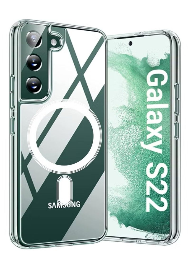 Magnetic Samsung Galaxy S22, Magnetic Case, Compatible with MagSafe Wireless Charging, Anti-Scratch Bumper Cover (Clear), TPU - PC - Image 1