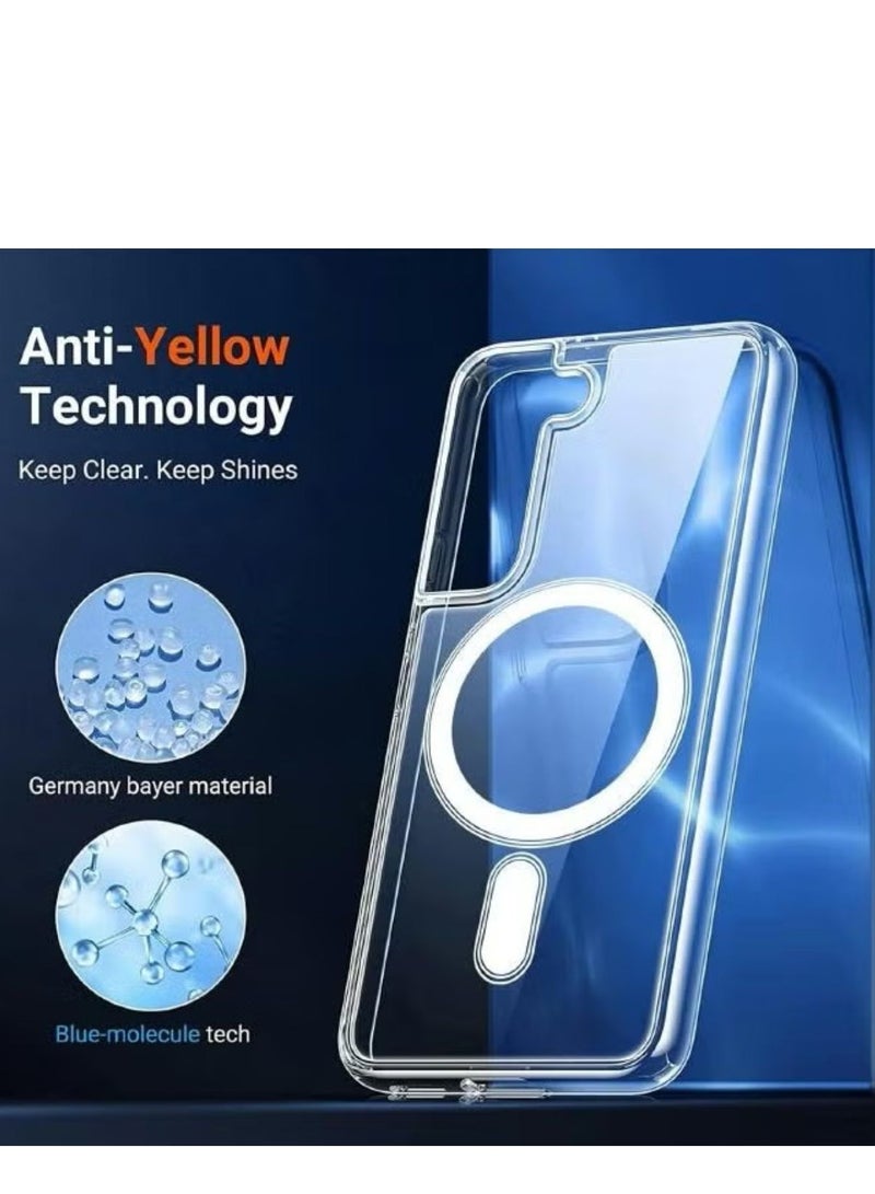 Magnetic Samsung Galaxy S22, Magnetic Case, Compatible with MagSafe Wireless Charging, Anti-Scratch Bumper Cover (Clear), TPU - PC - Image 3