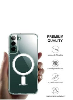 Magnetic Samsung Galaxy S22, Magnetic Case, Compatible with MagSafe Wireless Charging, Anti-Scratch Bumper Cover (Clear), TPU - PC  - Image 2