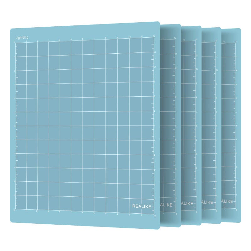 REALIKE LightGrip Cutting Mat for Cricut Maker 3MakerExplore 3Air 2AirOne 12x12 Inch 5 Mats Blue Light Grip Adhesive Sticky Cricket Cutting Mats for Cricut