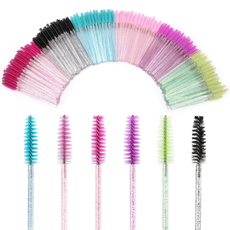 Elisel 300 PCS Disposable Mascara Brushes Crystal Eyelash Brushes Mascara Wands Applicator Eyelash Extensions Makeup Tools Eyebrow Brush (Crystal multicolor) - Image 1