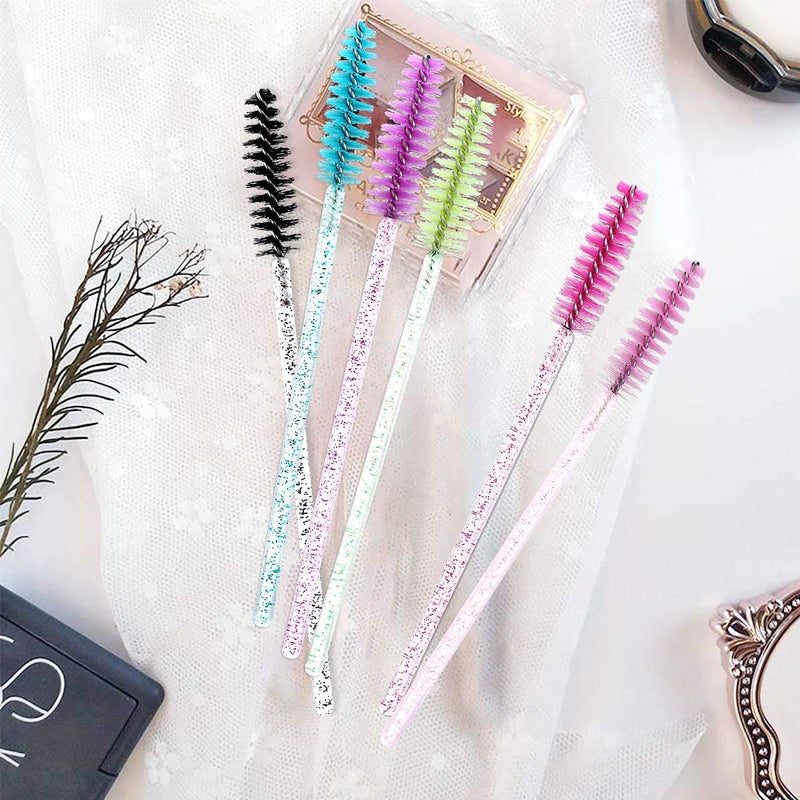 Elisel 300 PCS Disposable Mascara Brushes Crystal Eyelash Brushes Mascara Wands Applicator Eyelash Extensions Makeup Tools Eyebrow Brush (Crystal multicolor) - Image 3