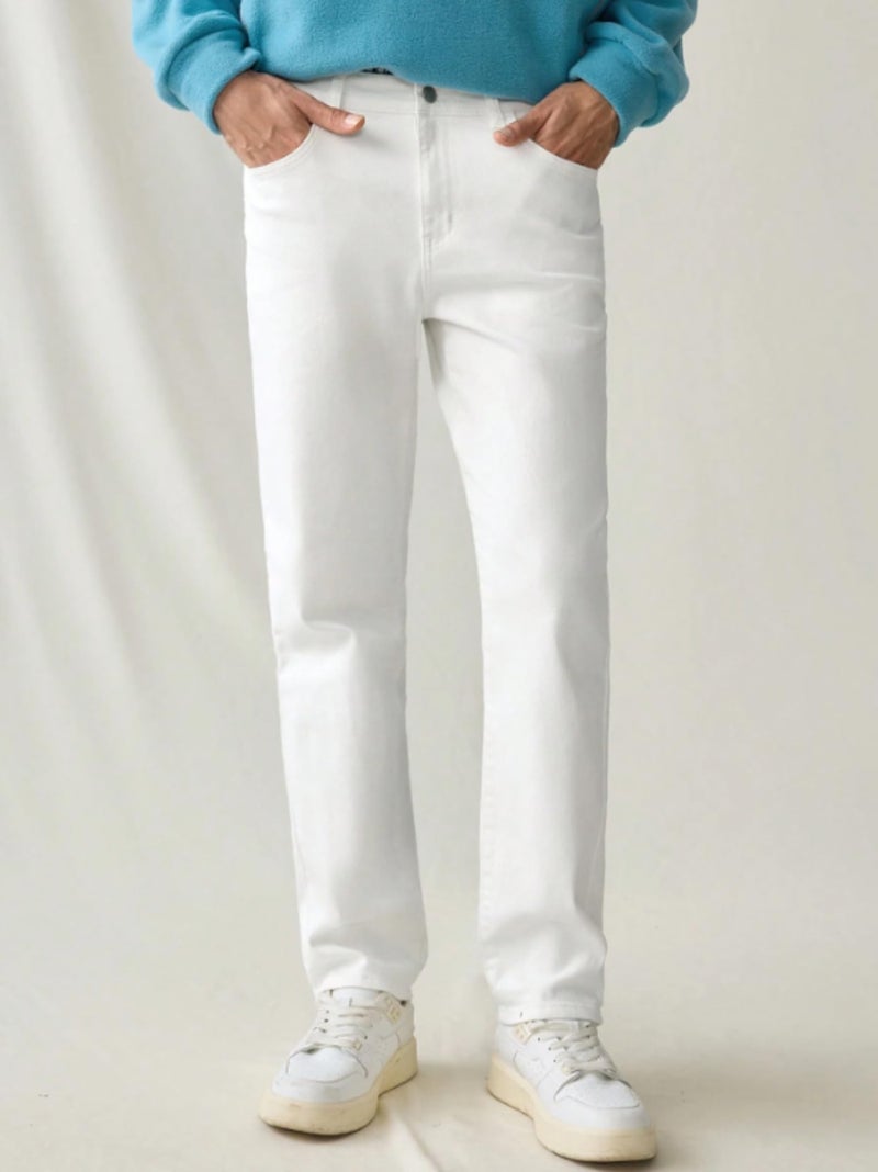 Ben Martin Men's Smart Fit Stretchable Jeans || White Mid-Rise Denim Pants with Whisker Wash || Premium Casual Wear Jean for Men || 5 Pocket Jean's for Men's – Size 38 (1) - Image 2