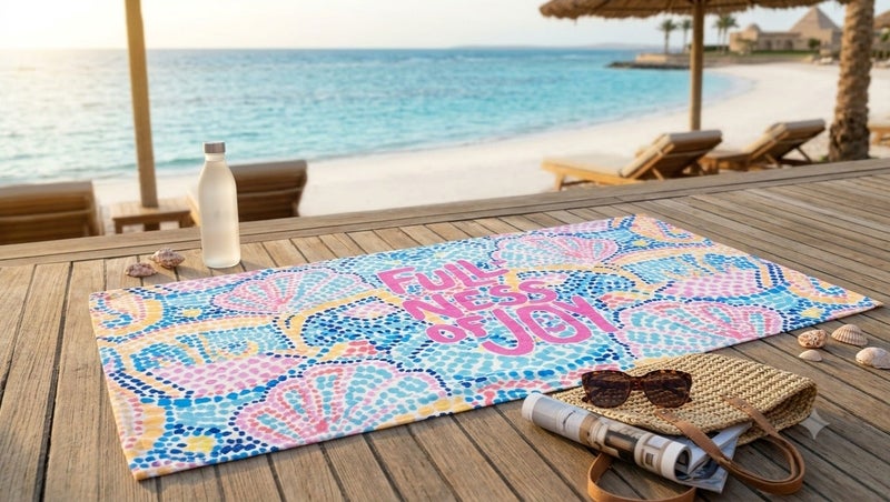 FULLNESS OF JOY Beach Towel – Multicolor Polka Dot Design – 140 × 70 cm - Image 2