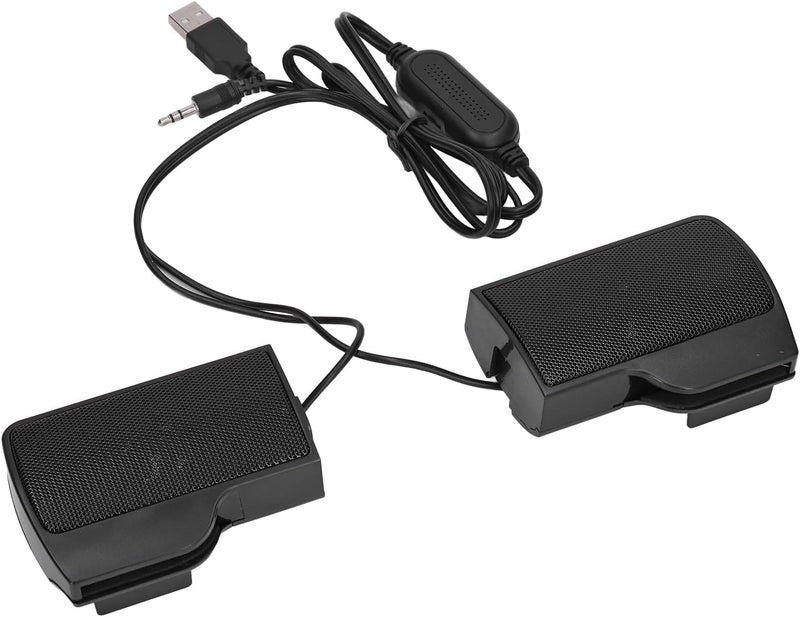 سماعات كمبيوتر محمول HERCHR، 5 فولت صوت ستيريو كمبيوتر صغير مزود بالطاقة عبر USB شريط صوت شاشة سلكي مع مشبك شاشة لأجهزة الكمبيوتر المحمولة والأجهزة اللوحية والتلفزيون - Image 1