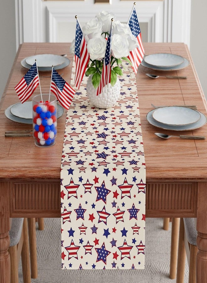 XCHI America Stars Patriotic 4th of July Memorial Day Independence Day Table Runner Table Decoration for Home Kitchen Holiday Party Decor 13x72 Inch - Image 2