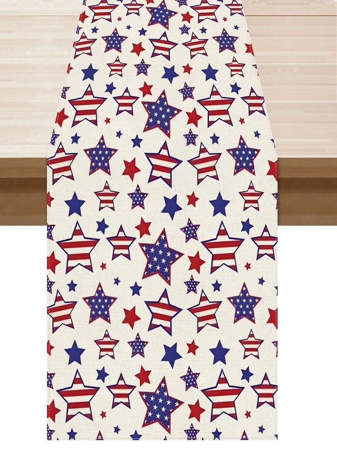 XCHI America Stars Patriotic 4th of July Memorial Day Independence Day Table Runner Table Decoration for Home Kitchen Holiday Party Decor 13x72 Inch - Image 1