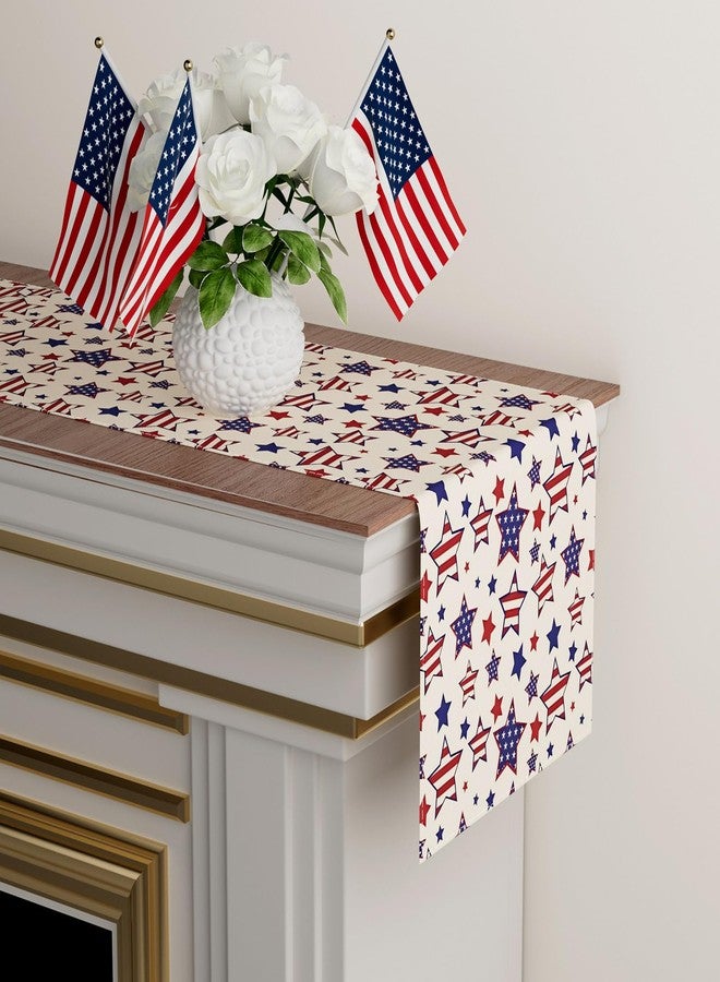 XCHI America Stars Patriotic 4th of July Memorial Day Independence Day Table Runner Table Decoration for Home Kitchen Holiday Party Decor 13x72 Inch - Image 3