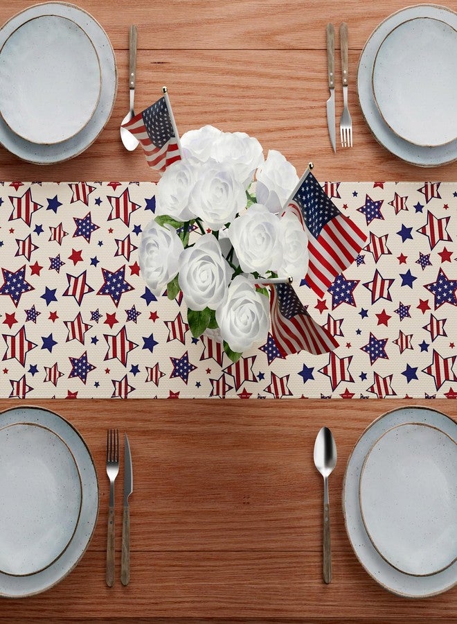 XCHI America Stars Patriotic 4th of July Memorial Day Independence Day Table Runner Table Decoration for Home Kitchen Holiday Party Decor 13x72 Inch - Image 4