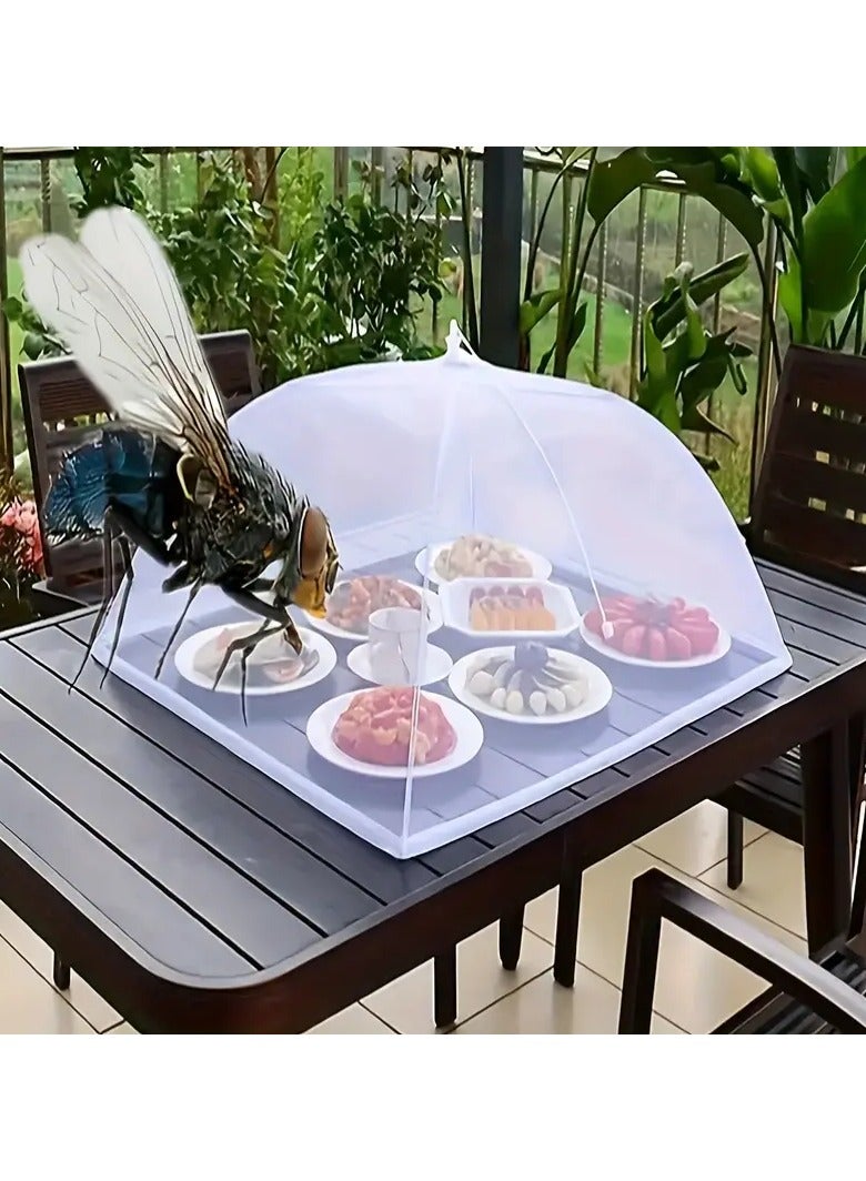 1pc White Foldable Washable Mesh Food Cover, Picnic Food Cover Umbrella, Large Foldable Mesh Food Net, for Home and Outdoor Use for Insect Free Cooking, BBQ, Party Essentials  - Image 1