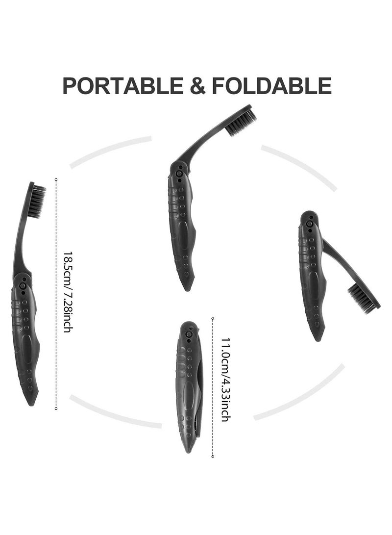 Genérico 8 Pcs Travel Folding Toothbrush, Portable Charcoal Toothbrush with Soft Medium Bristles, Safe and Non Toxic, Non Slip Handle, for Adults and Kids, for Hiking, Camping, Traveling, School, Black - Image 4