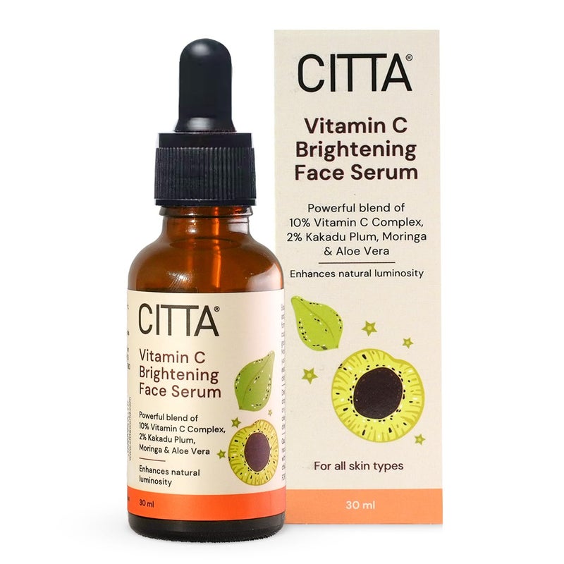 CITTA Vitamin C Brightening Face Serum For Glowing Skin  Triple Power Brightening Formula  Vitamin C Serum For Pigmentation  Ascorbic Acid  Kakadu Plum Vitamin C Serum  For All Skin Types  Face Serum  Men  Women  30 ml - Image 1