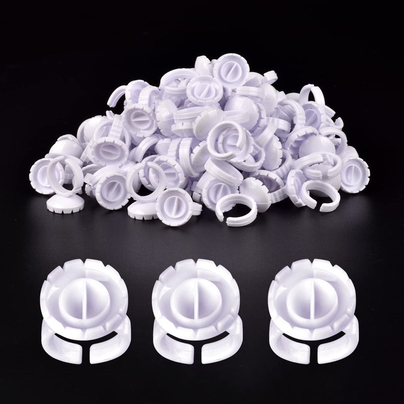 MEKK Glue Rings 100PCS Glue Rings for Eyelash Extension Lash Extension Supplies Disposable Lash Extension Supplies Fanning Blossom Cups for Eyelash ExtensionWhite