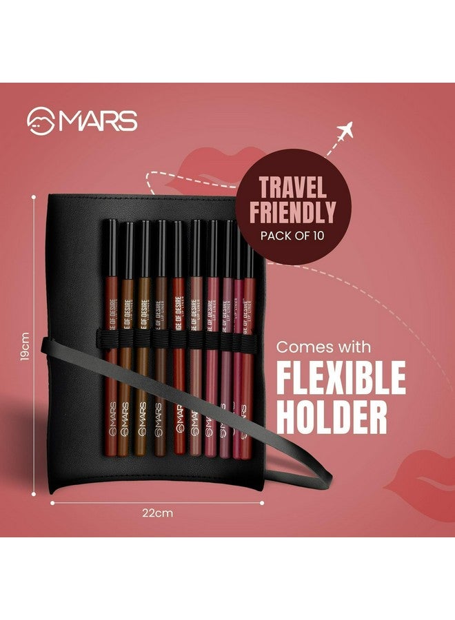 مارس قلم تحديد الشفاه غير اللامع مع مجموعة حامل مكونة من 10 قطع | تطبيق سلس بتمريرة واحدة | قلم الشفاه طويل الأمد ومناسب للسفر | متعدد الألوان | المجموعة أ (1.4GX 10) - Image 3