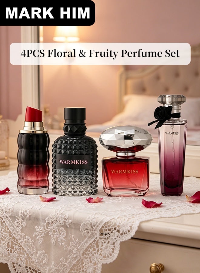 MARK HIM 4-Piece Women Perfume Gift Set, Four Unique Long-Lasting Fragrance Eau de Toilette Collection, Heart Pattern Luxury Eau de Parfum Gift Set for Gifting & Daily Use - Image 2