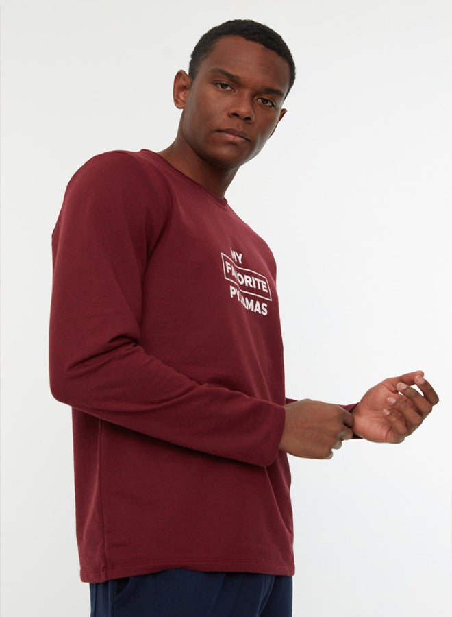trendyol Pajama Set - Burgundy - Graphic - Image 4