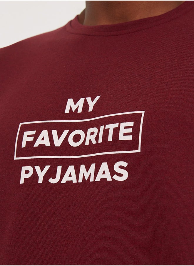 trendyol Pajama Set - Burgundy - Graphic  - Image 4