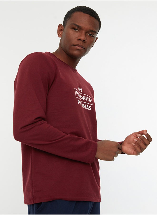 trendyol Pajama Set - Burgundy - Graphic  - Image 3