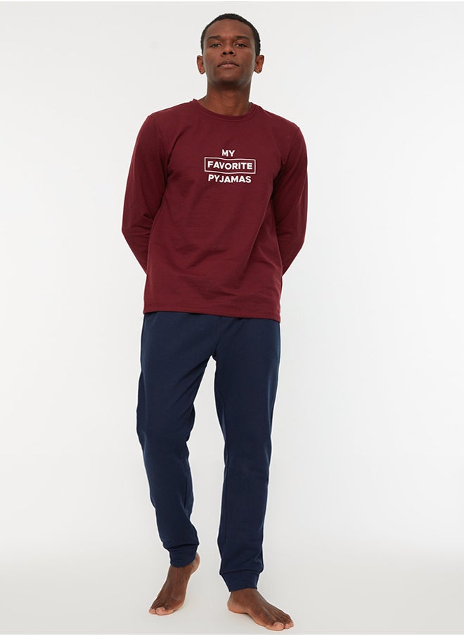 trendyol Pajama Set - Burgundy - Graphic  - Image 2