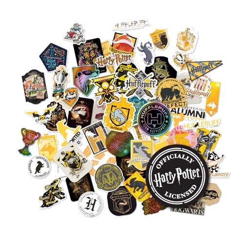 Conquest Journals Harry Potter Hufflepuff Hogwarts House Sticker Set, 5 Hologram Stickers, Waterproof, UV & Scratch-Resistant, Decals for Laptops, Water Bottles & More, Officially Licensed (60-Count) - Image 1